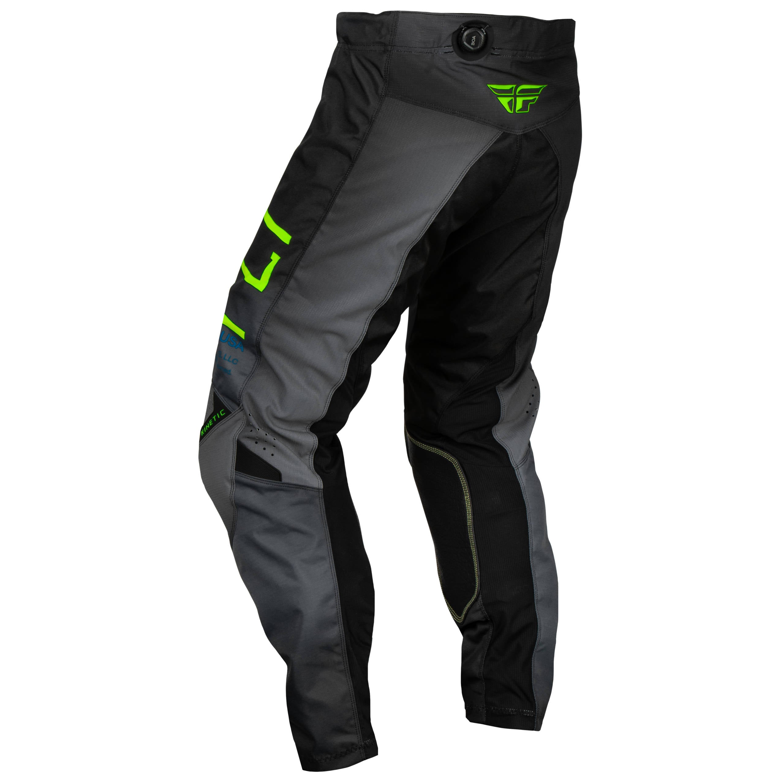 Fly Kinetic 2024 Prodigy Youth Pants - Charcoal / Neon Green / True Blue