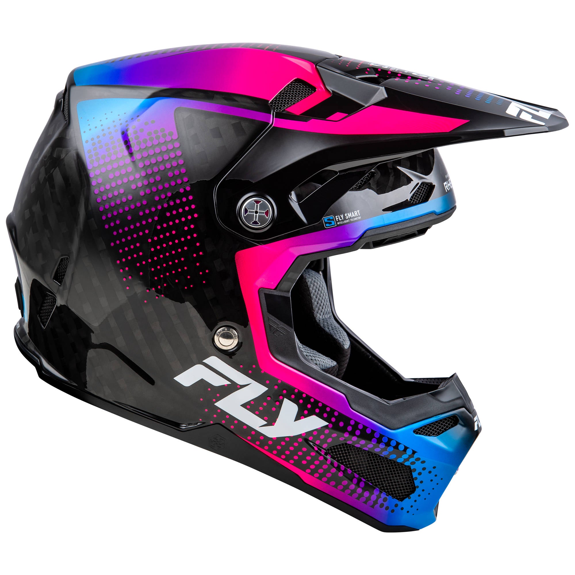 Fly Formula S Protocol Carbon Helmet - Black Carbon / Blue / Pink