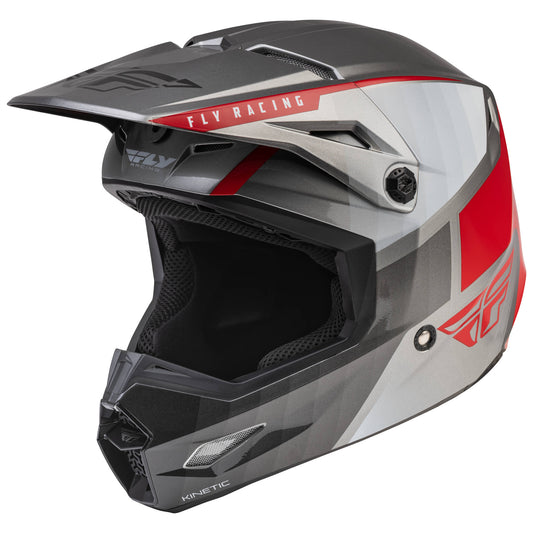 Fly Kinetic Drift Helmet - Charcoal / Lite Grey / Red
