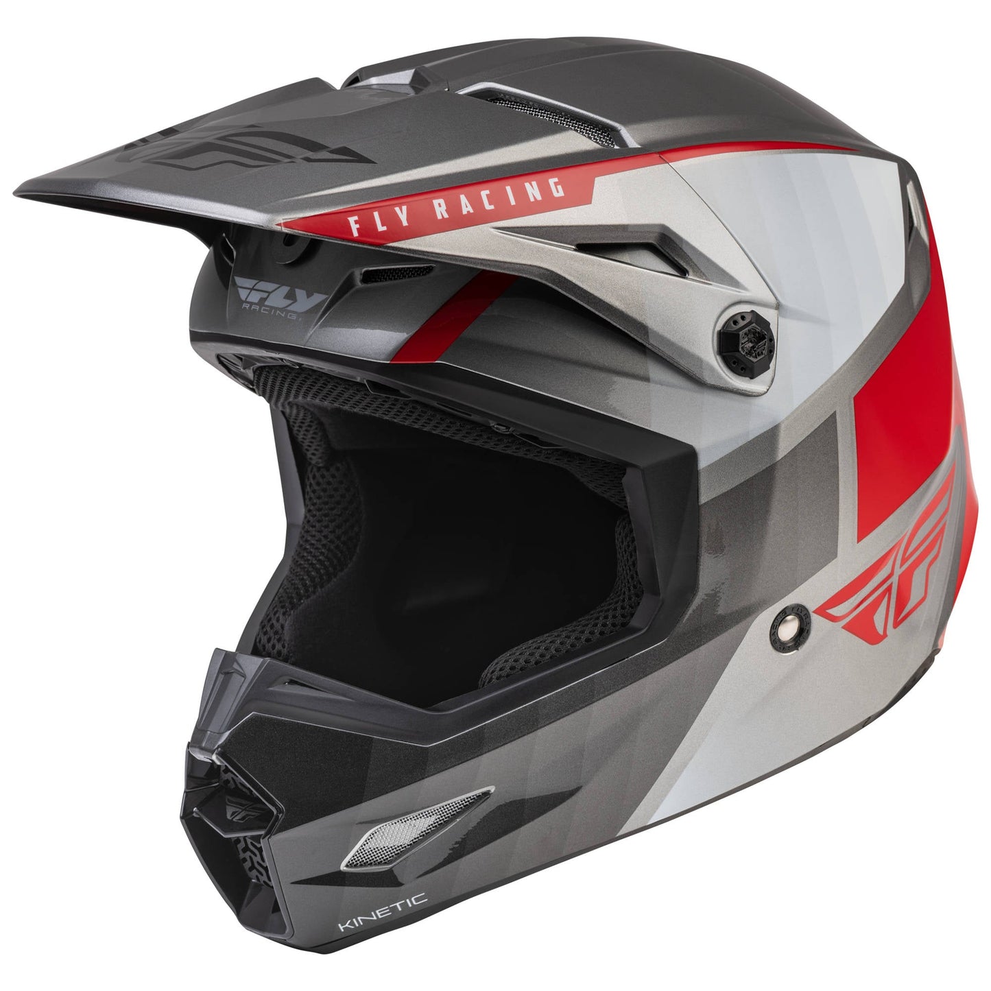 Fly Kinetic Drift Helmet - Charcoal / Lite Grey / Red