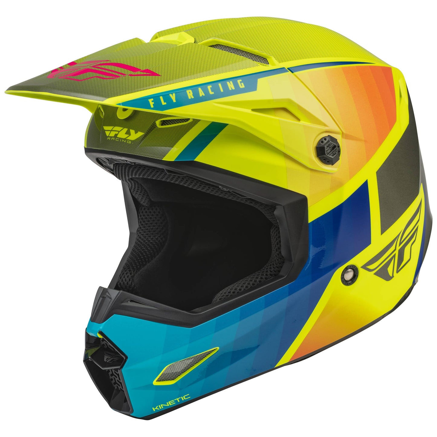 Fly Kinetic Drift Helmet - Blue / Hi-Vis / Charcoal