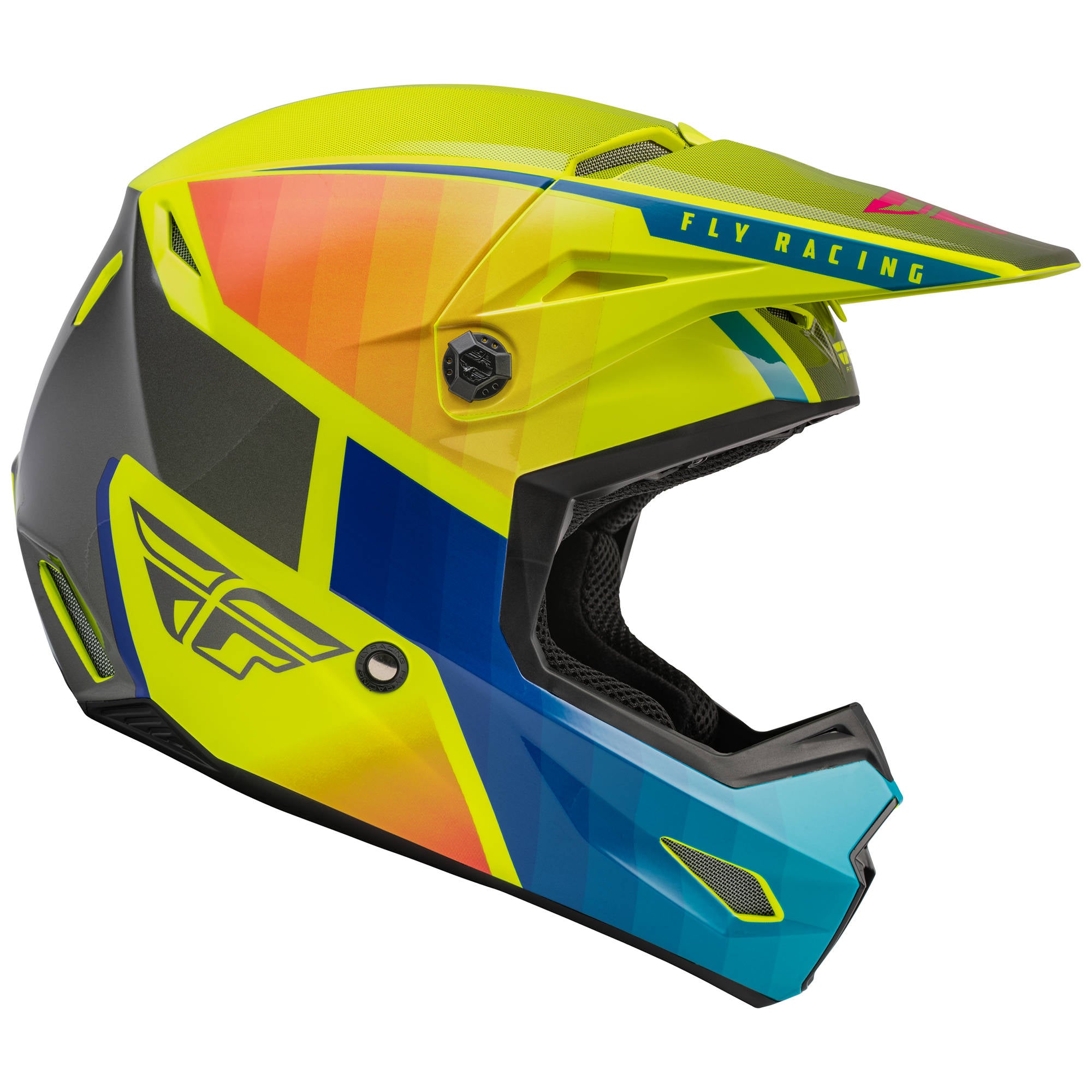 Fly Kinetic Drift Helmet - Blue / Hi-Vis / Charcoal