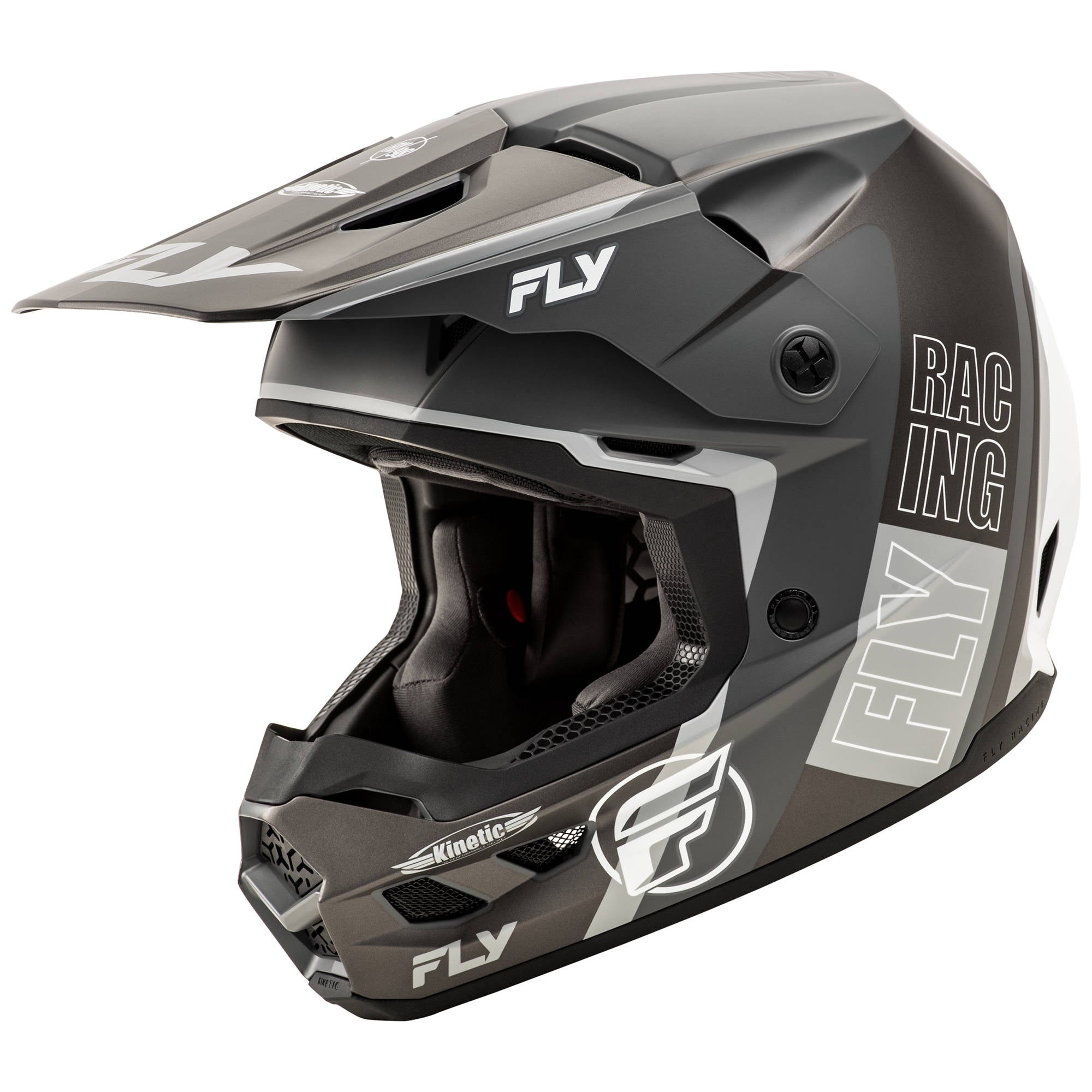 Fly Kinetic Rally Helmet - Matte Grey / Black / White