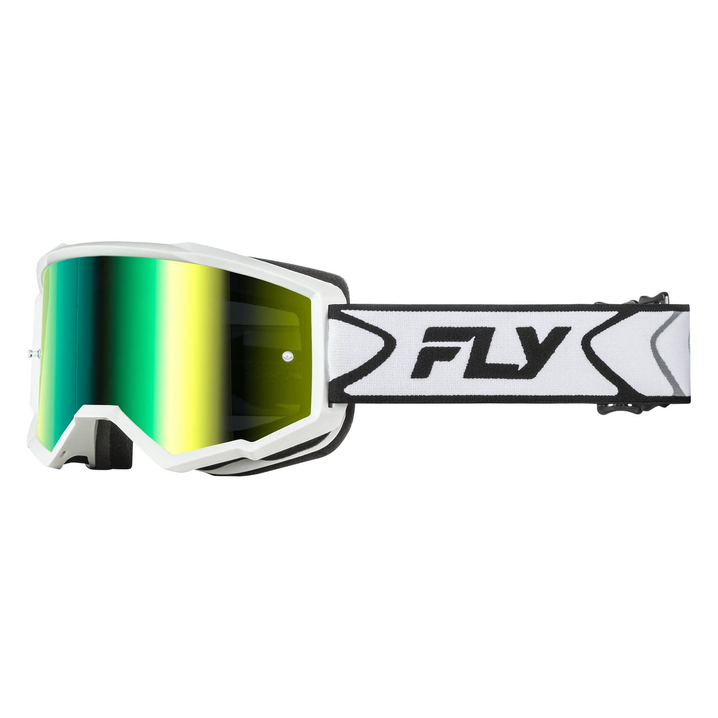 Fly Zone Goggles - White / Black W / Iridescent Green Mirror Lens