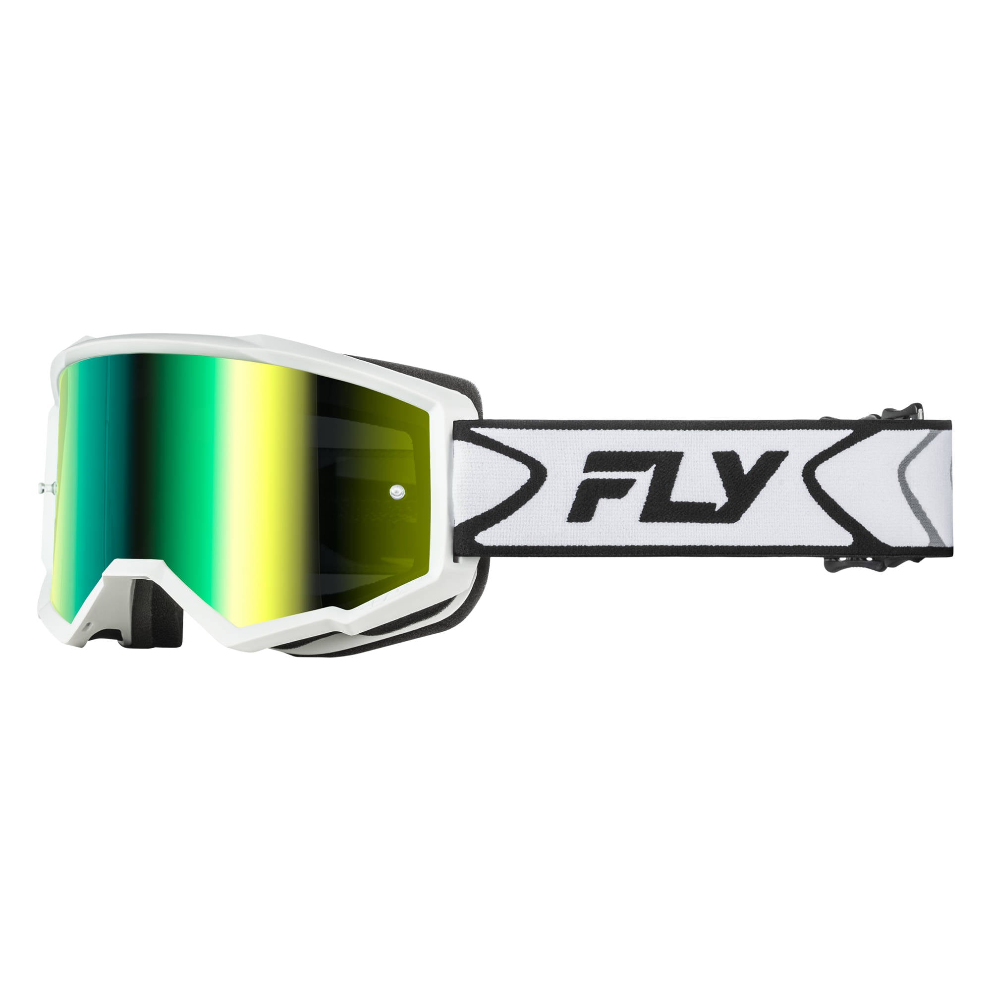 Fly Zone Goggles - White / Black W / Iridescent Green Mirror Lens