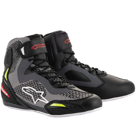 Alpinestars Faster 3 Rideknit Shoes - Black / Grey / Red / Fluo