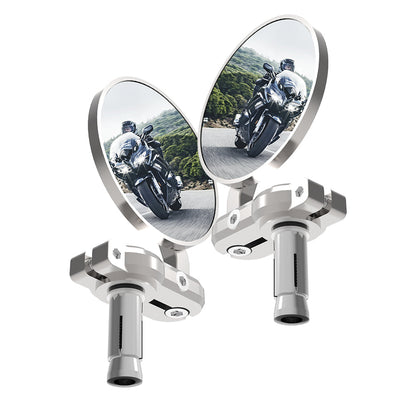 Oxford Bar End Mirrors - Silver