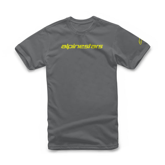 Alpinestars Linear Wordmark Tee - Charcoal / Fluo Yellow