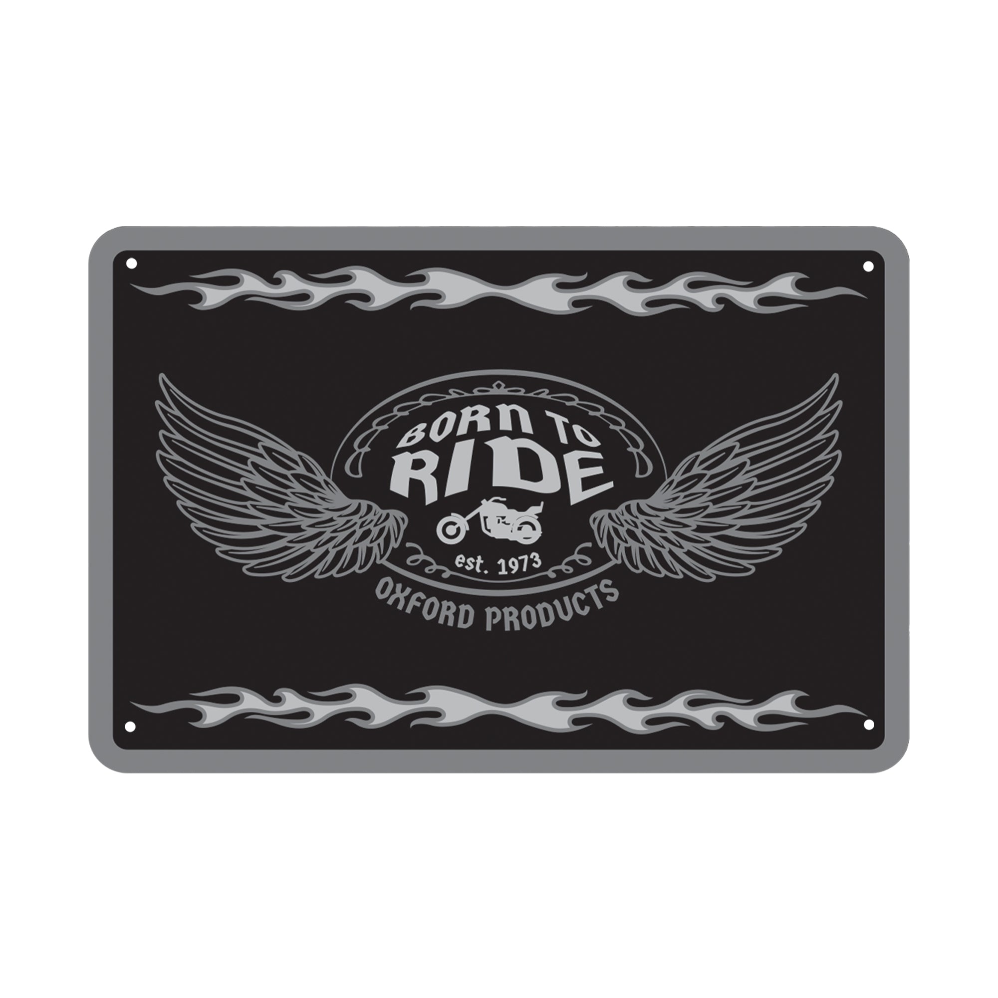 Oxford Garage Metal Sign: BORN TO RIDE
