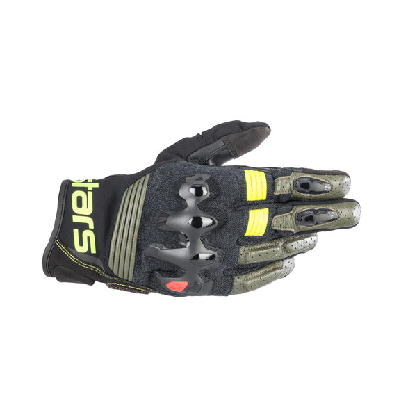 Alpinestars Halo Leather Gloves - Forest / Black / Yellow / Fluo