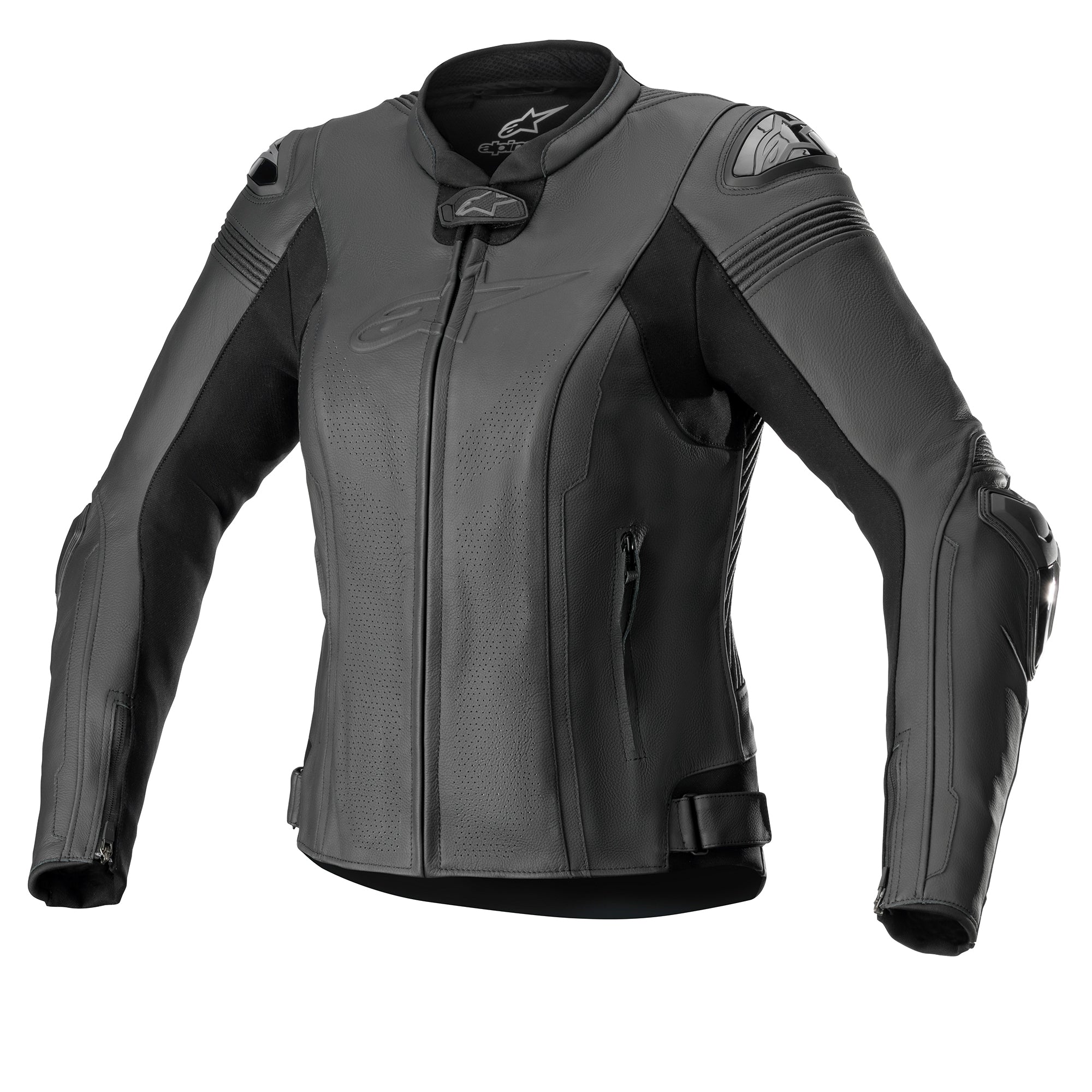 Alpinestars Stella Missile V2 Leather Jacket - Black / Black