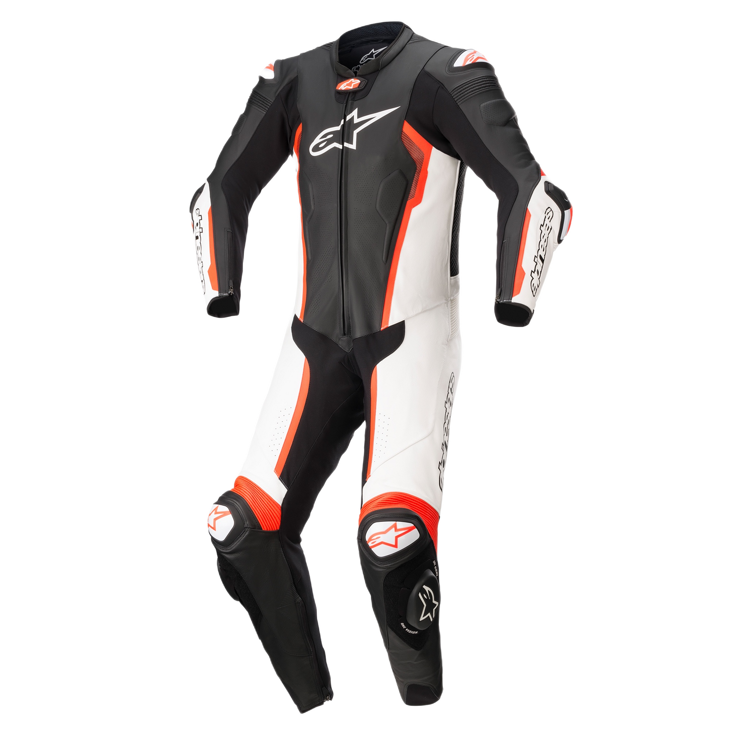 Alpinestars Missile V2 Leather 1 Piece Suit - Black / White / Red Fluo