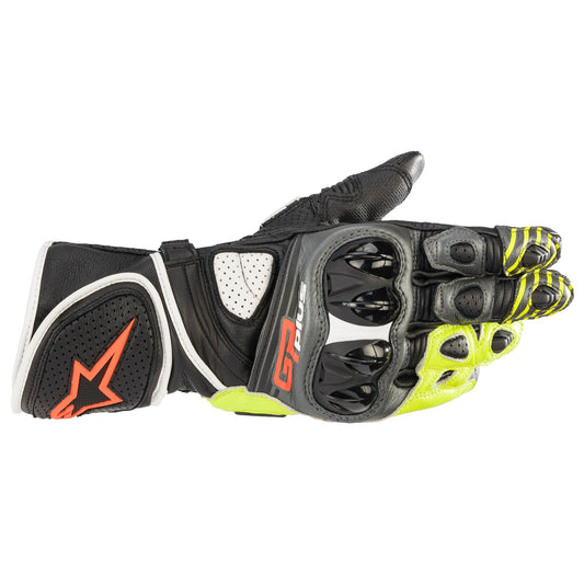Alpinestars GP Plus R V2 Leather Gloves - Metal Grey / Black / Yellow / Red Fluo