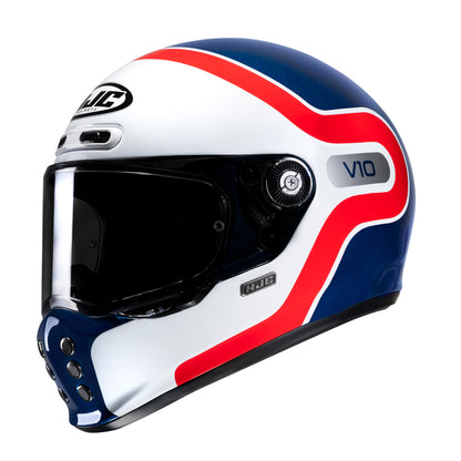 HJC V10 Grape Helmet - White / Red / Blue