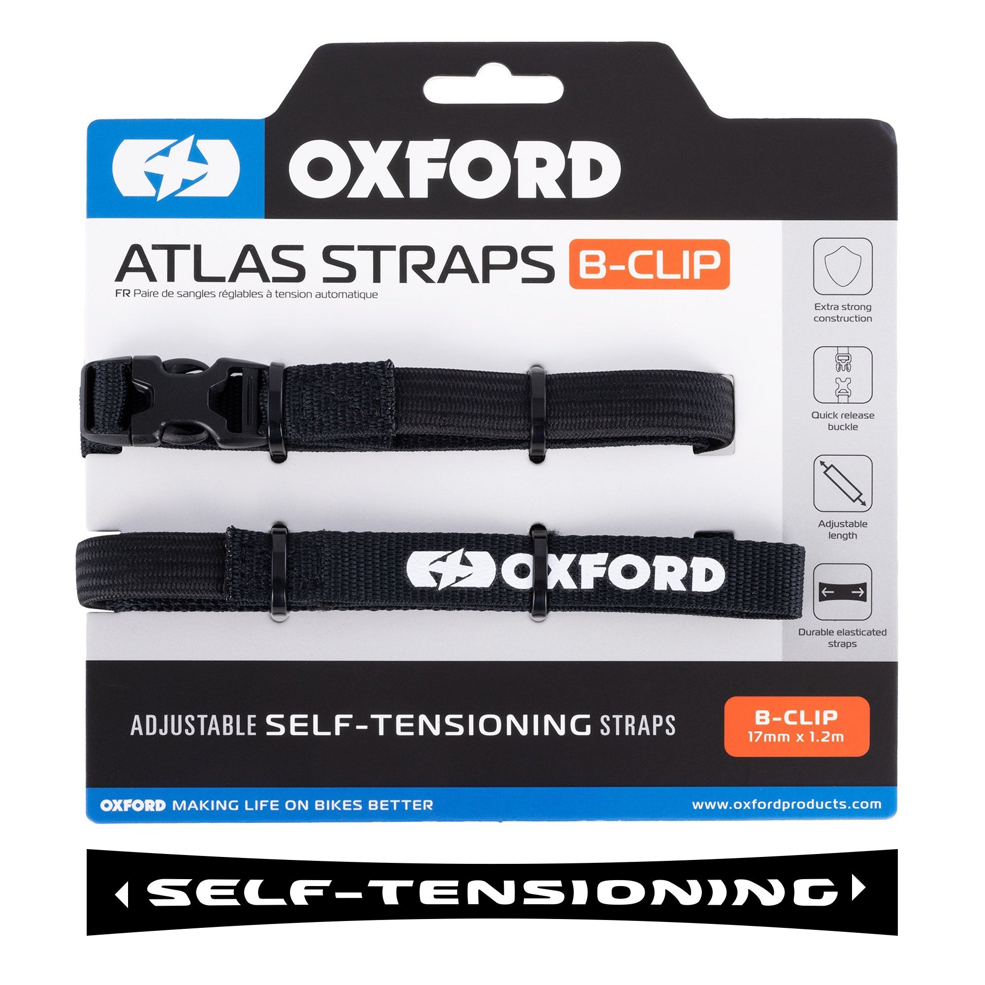 Oxford Atlas B-Clip 17mm x 1.2M Black (Pair)