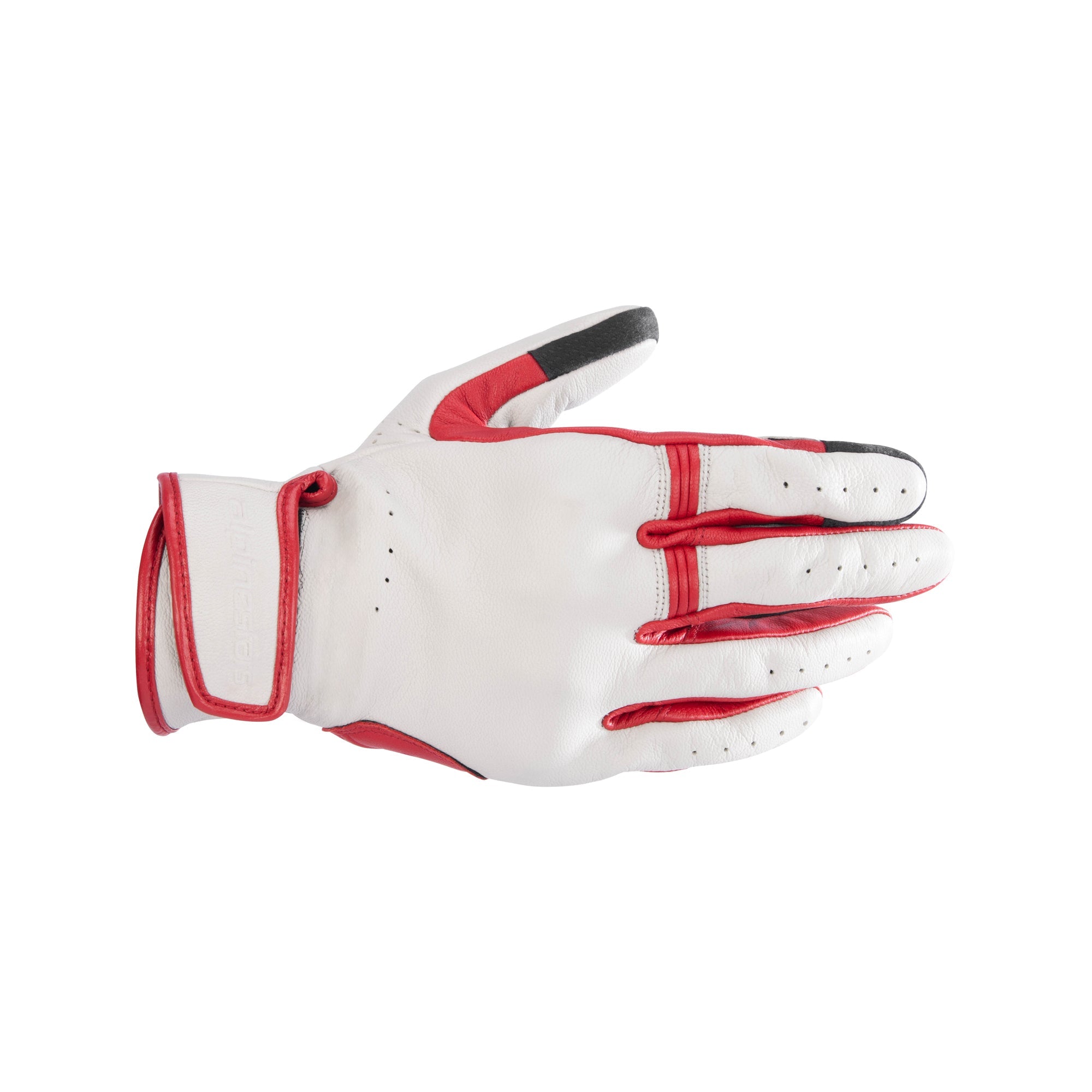 Alpinestars Dyno Leather Gloves - Ecru / Ruby Red