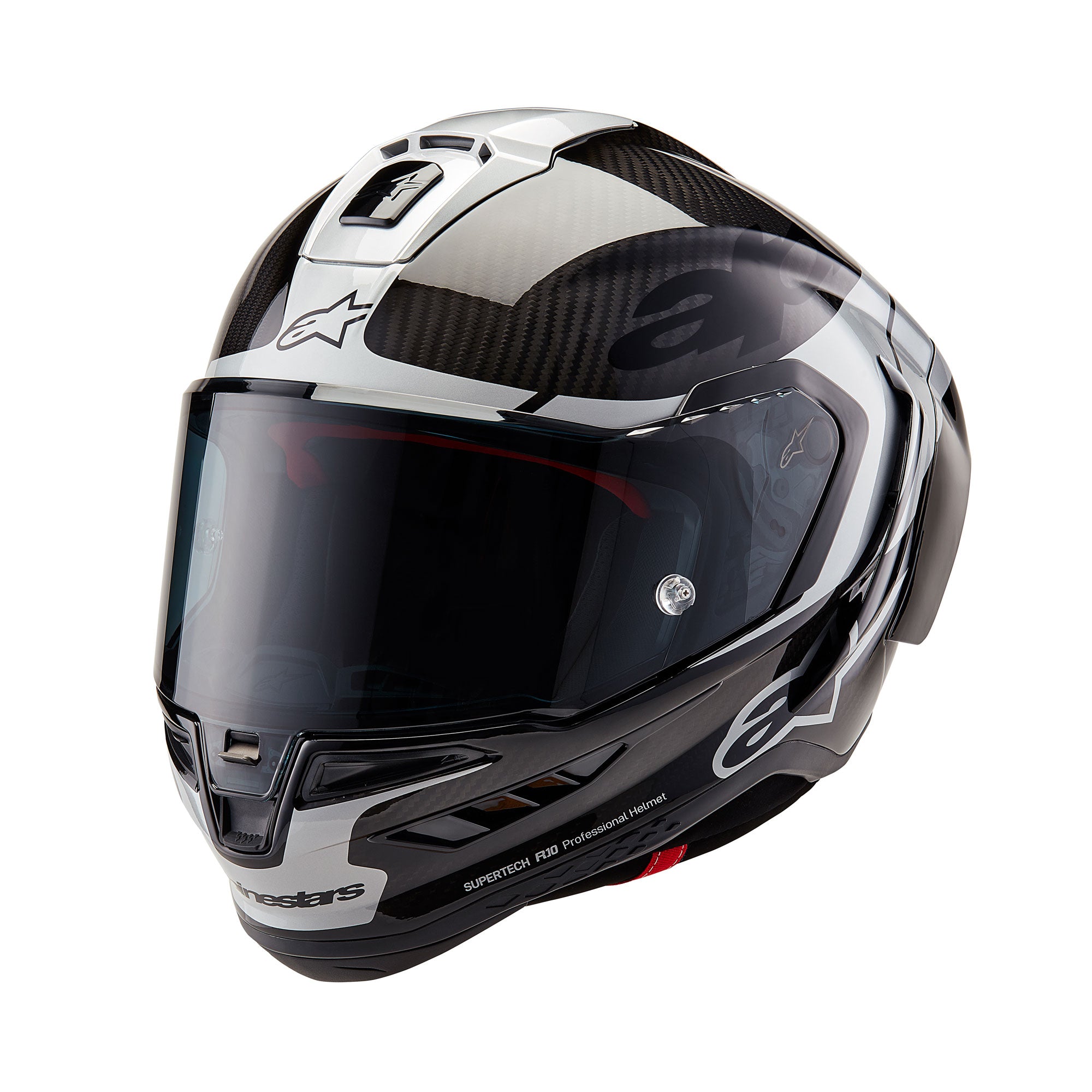 Alpinestars Supertech R10 Element ECE 2206 FIM Helmet - Black Carbon / Silver / Black Gloss