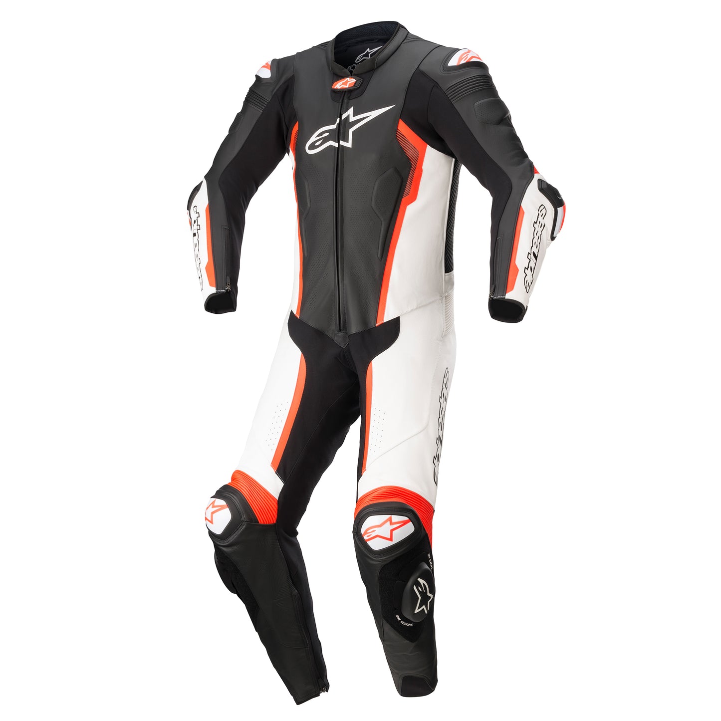 Alpinestars Missile V2 Leather 1 Piece Suit - Black / White / Red Fluo