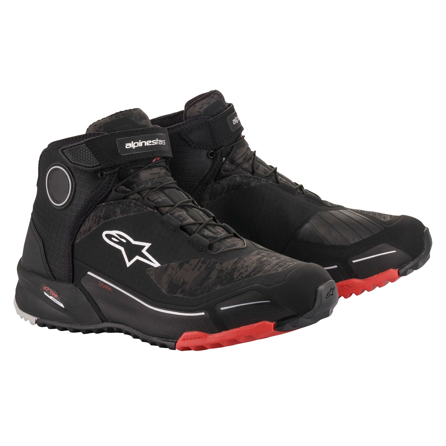 Alpinestars CR-X Drystar Waterproof Riding Shoes - Black / Camo Red