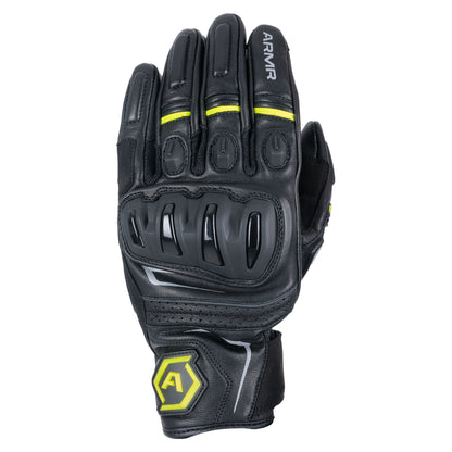 ARMR Raiden 3.0 Mens Leather Gloves - Black / Yellow