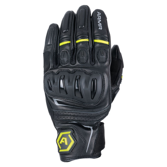 ARMR Raiden 3.0 Mens Leather Gloves - Black / Yellow