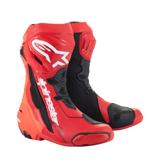 Alpinestars Supertech R Leather Boots - Bright Red / Red Fluo