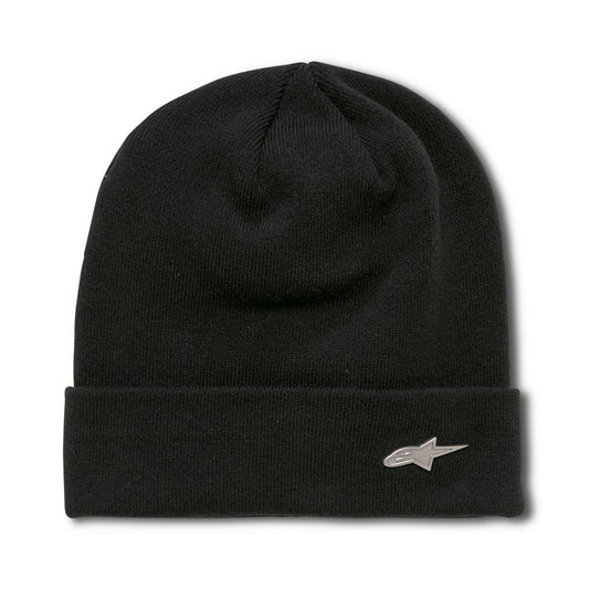 Metal Logo Cuff Beanie - Black