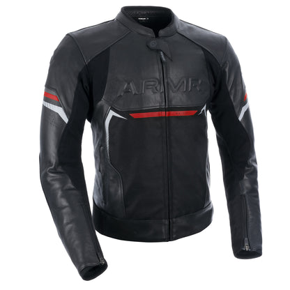 ARMR Raiden 3.0 Mens Leather Jacket - Black / Red