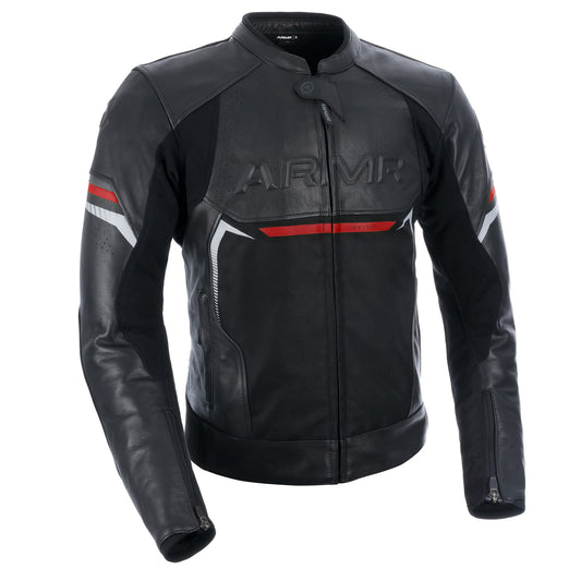 ARMR Raiden 3.0 Mens Leather Jacket - Black / Red