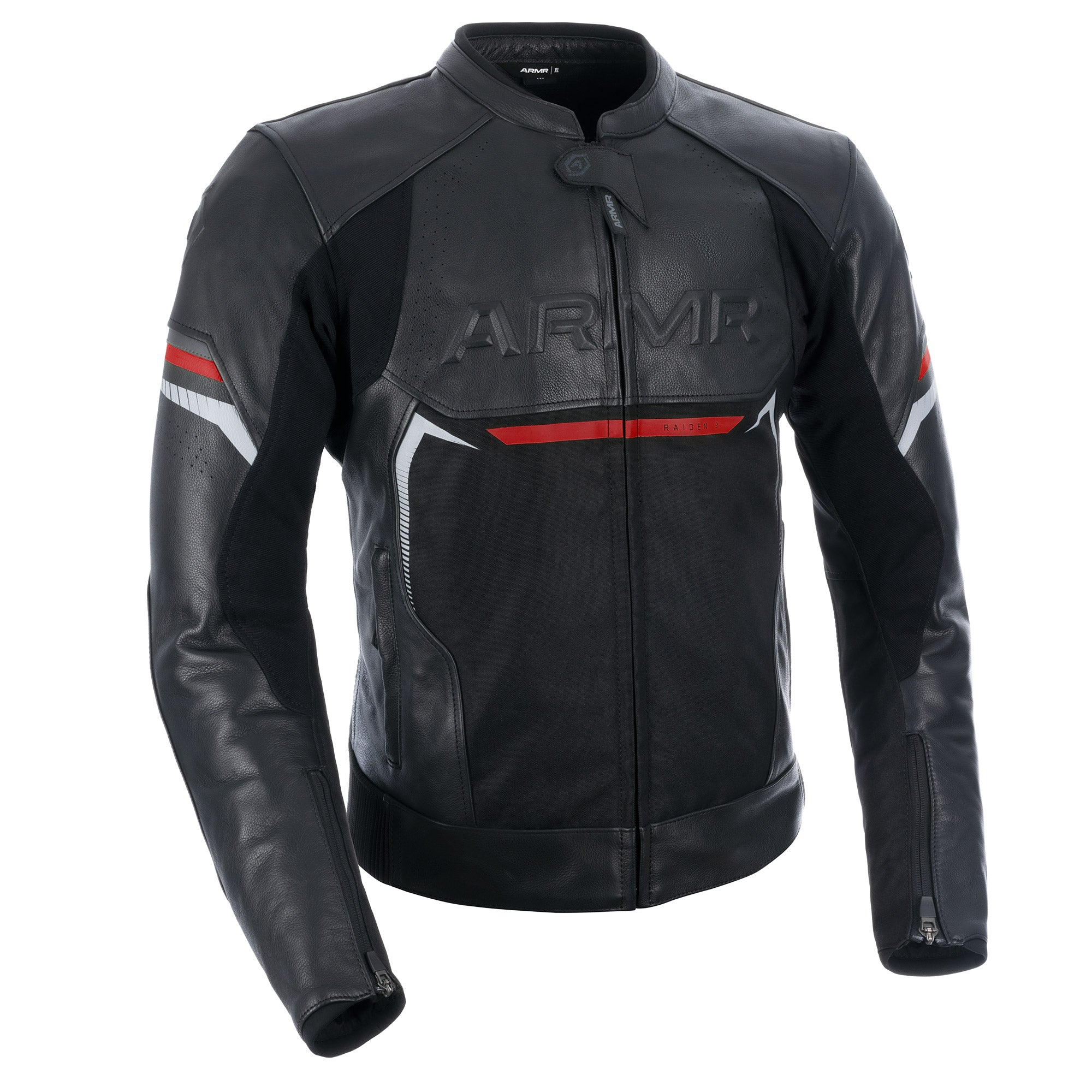 ARMR Raiden 3.0 Mens Leather Jacket - Black / Red