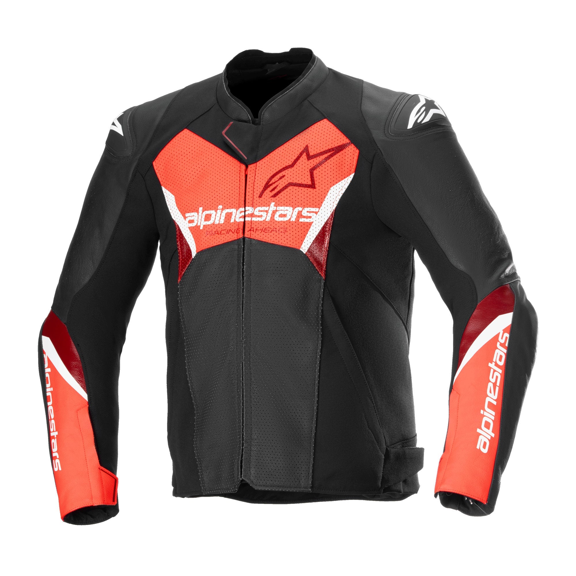 Alpinestars Faster V3 Airflow Leather Jacket - Black / Red Fluo