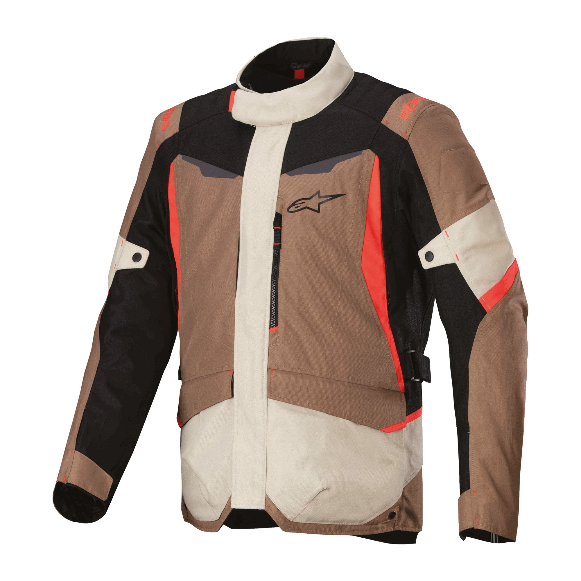 Alpinestars ST-1 Waterproof Jacket - Dark Khaki / Sand / Black / Red Fluo