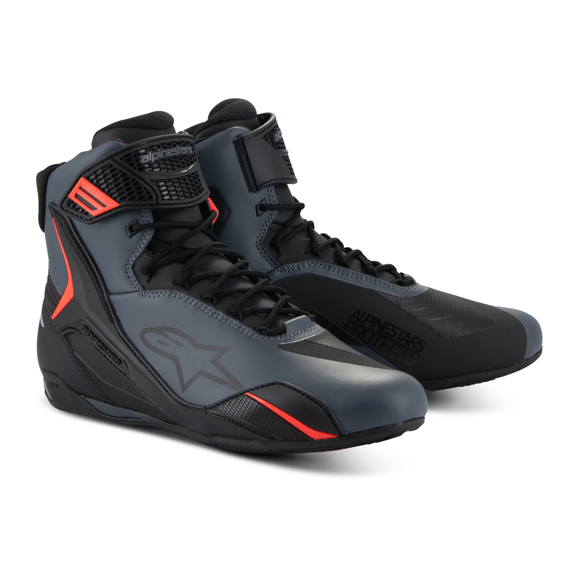 Alpinestars Faster-4 Shoes - Black / Grey / Red Fluo