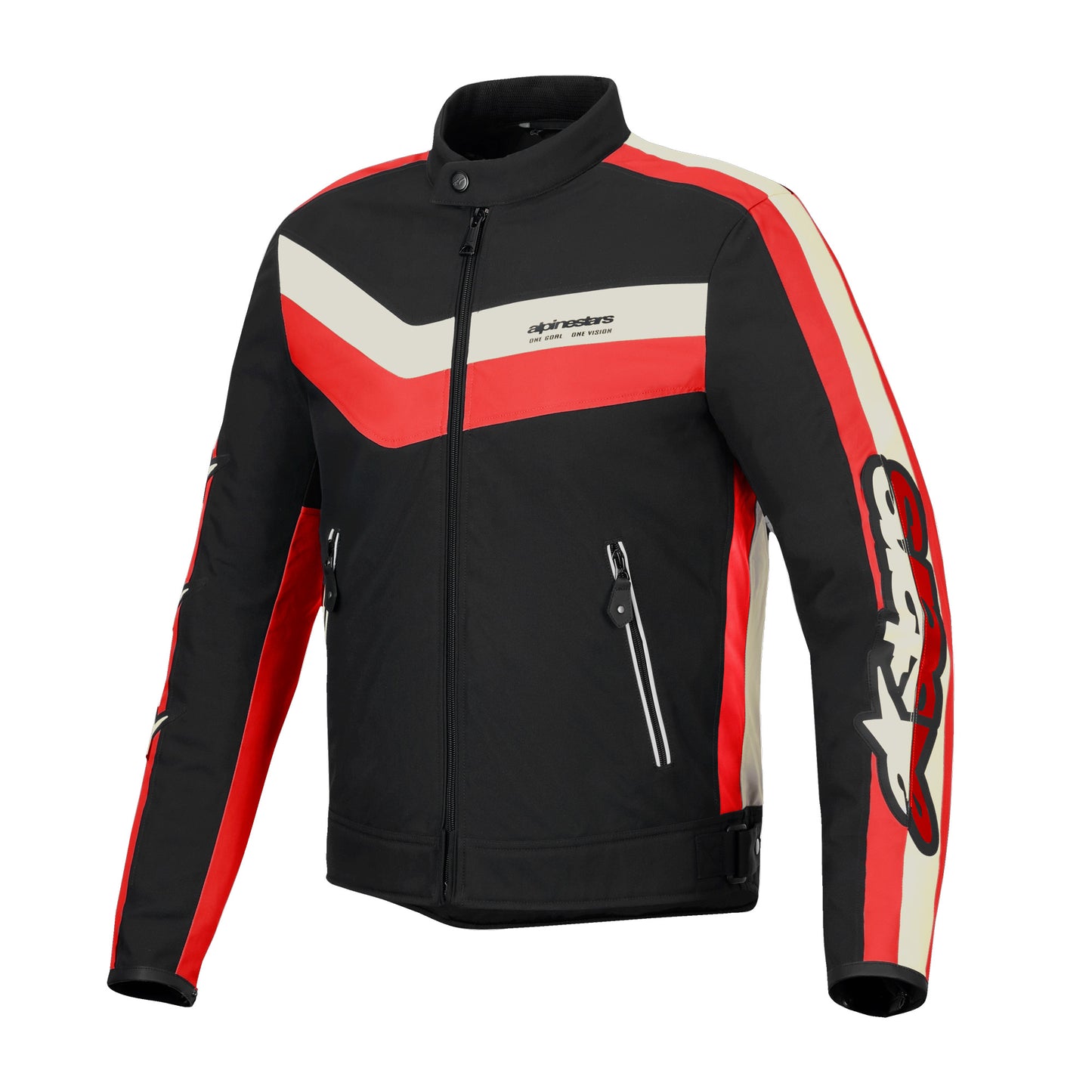 Alpinestars T-Dyno Water Resistant Textile Jacket - Black / Bright red / Ecru