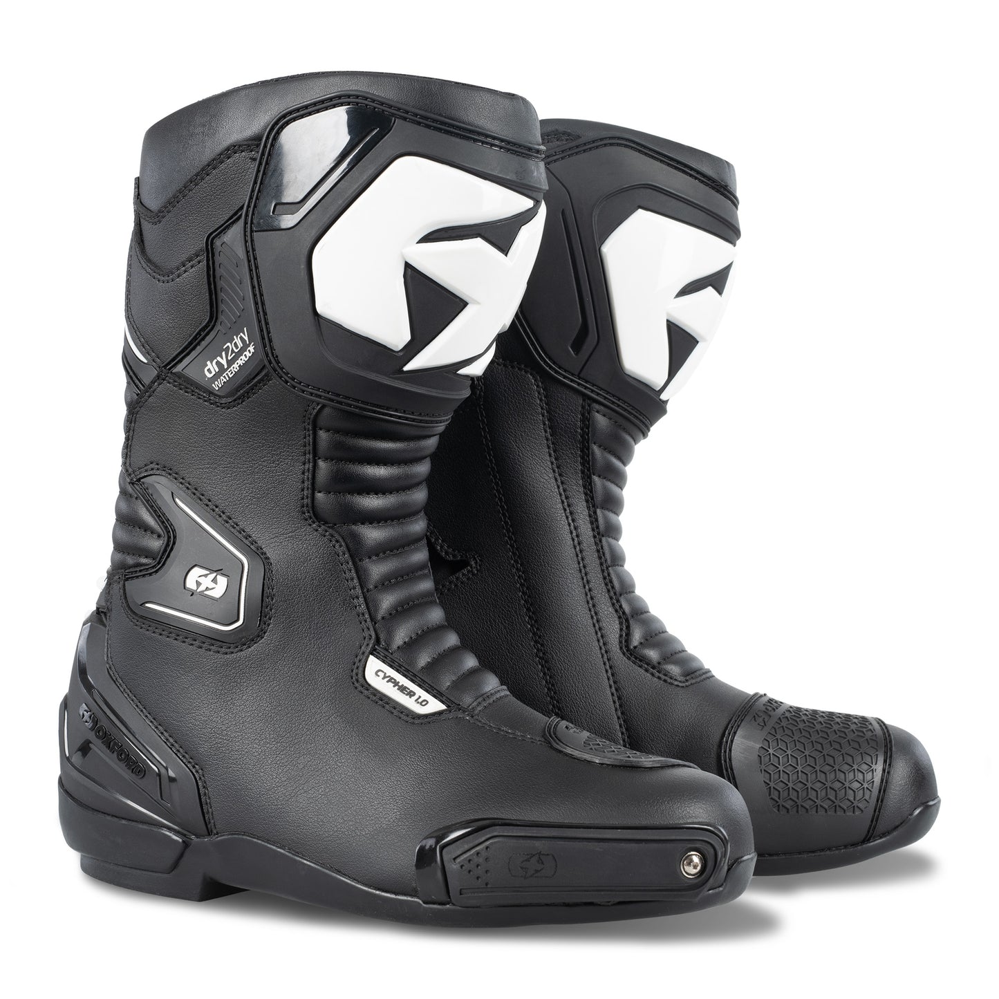 Oxford Cypher 1.0 Dry2Dry Waterproof Boots - Black / White