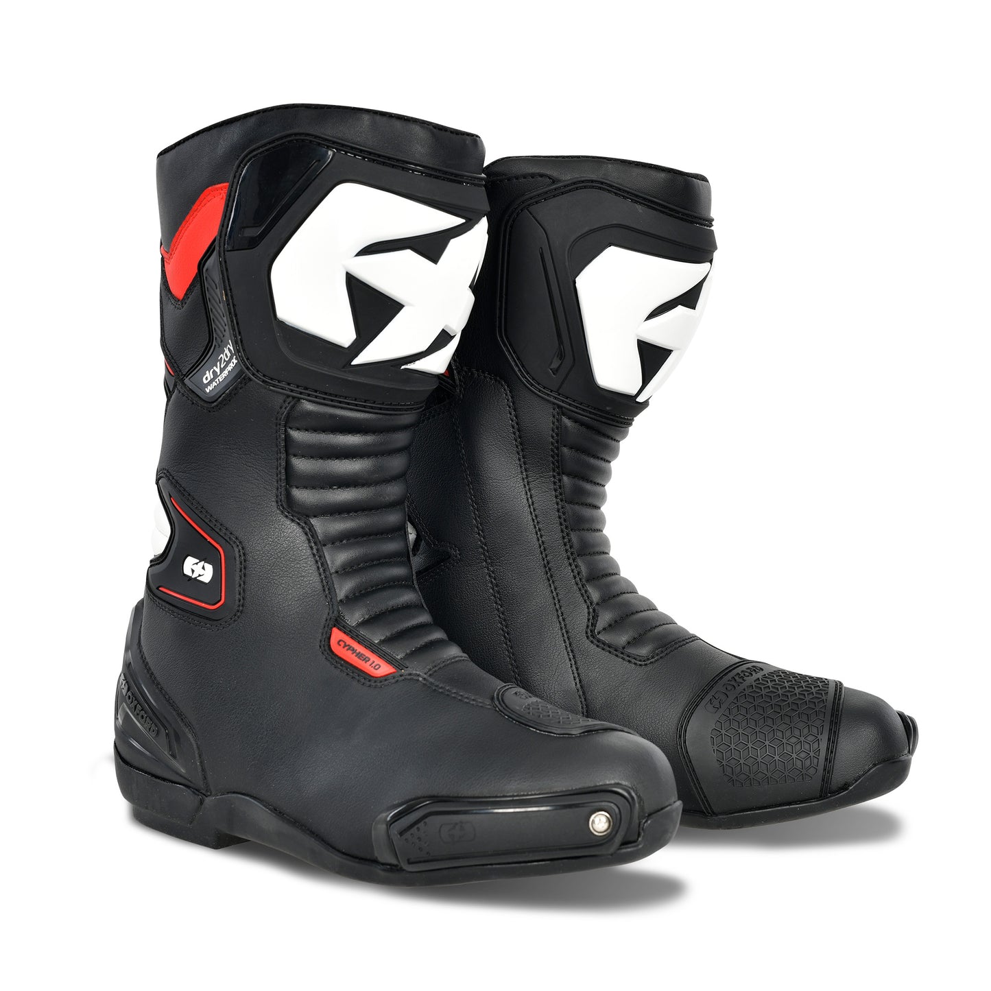 Oxford Cypher 1.0 Dry2Dry Waterproof Boots - Black / White / Red