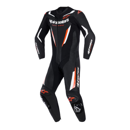 Alpinestars GP Force V2 Leather Suit 1 Piece - Black / White / Red Fluo