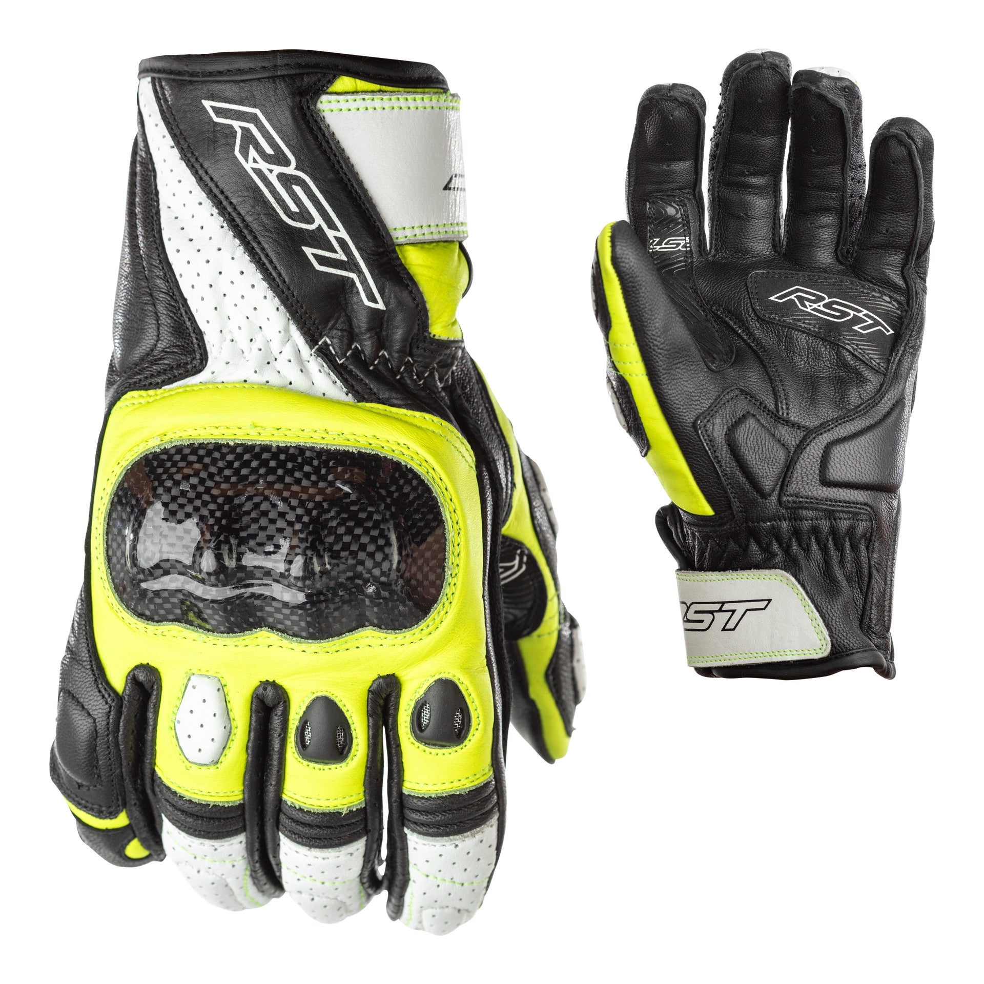RST Stunt III CE Mens Gloves - Black / Flo Yellow .