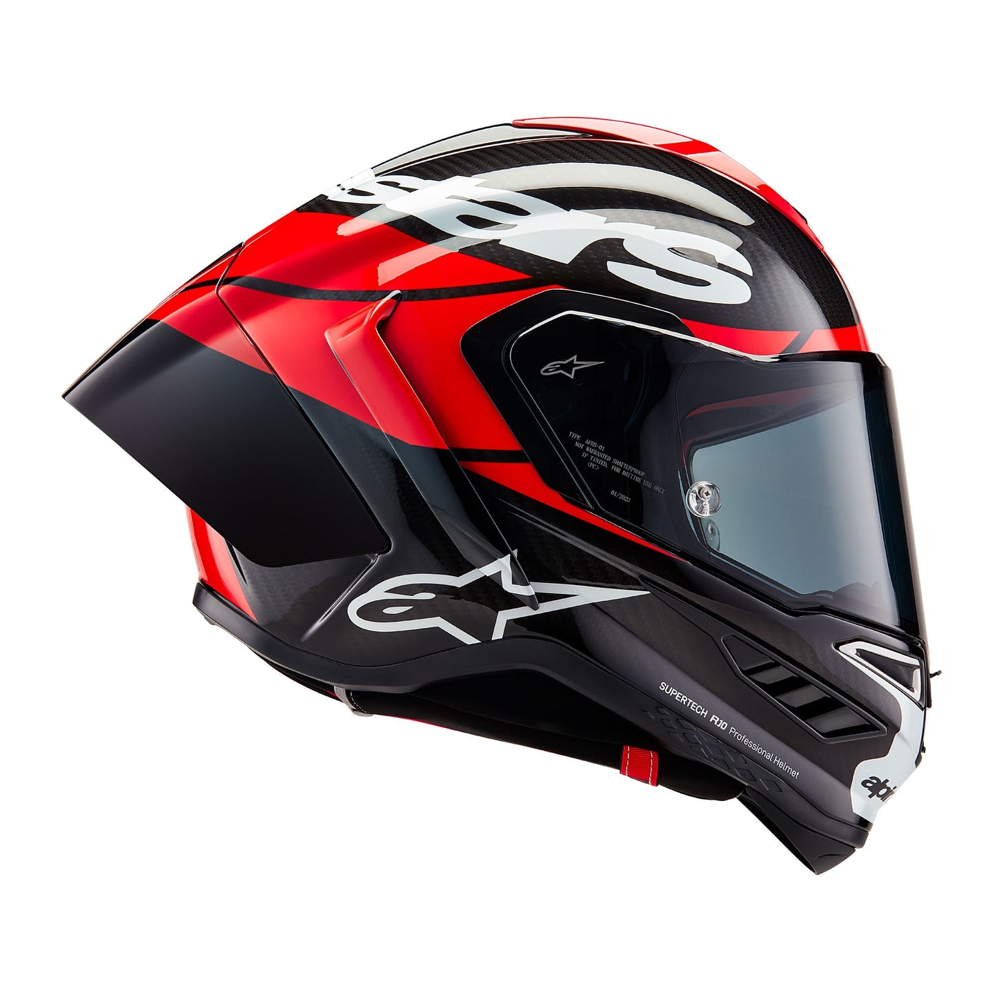 Alpinestars Supertech R10 Element ECE 2206 FIM Helmet - Black Carbon / Bright Red / Gloss White