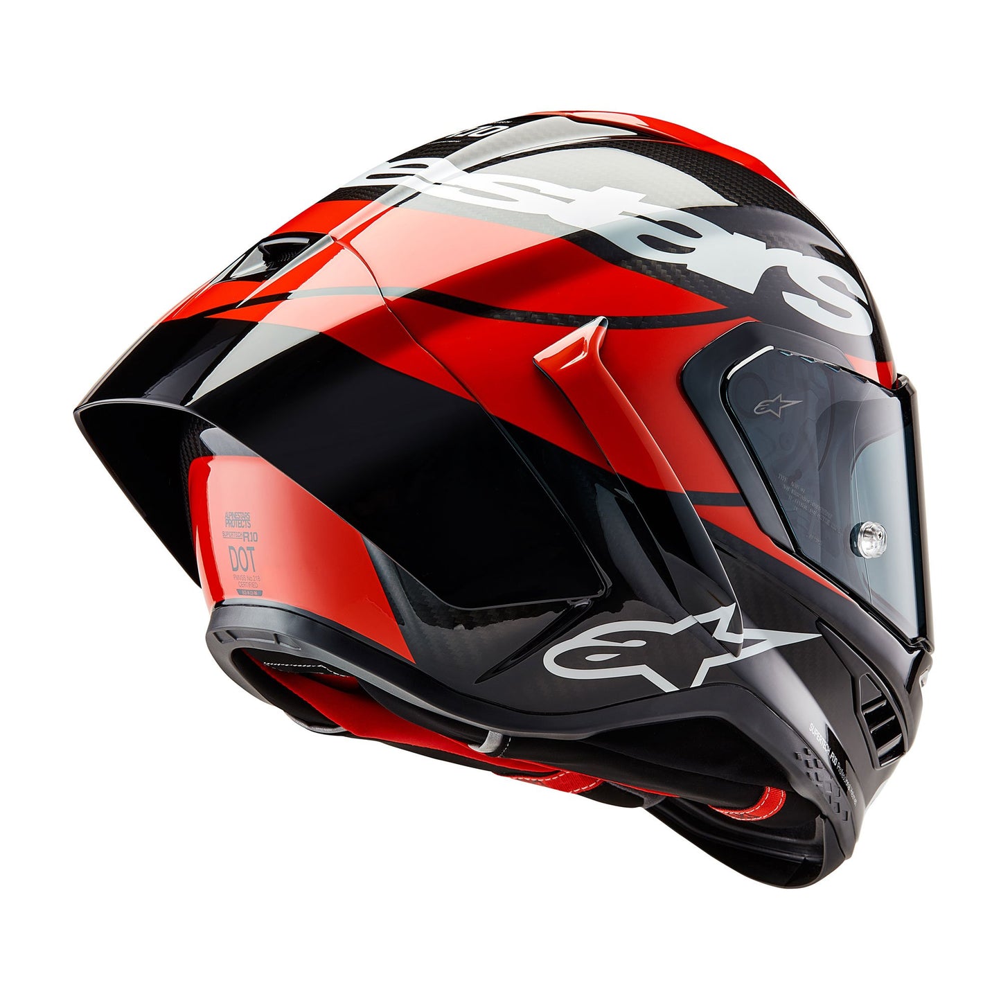 Alpinestars Supertech R10 Element ECE 2206 FIM Helmet - Black Carbon / Bright Red / Gloss White