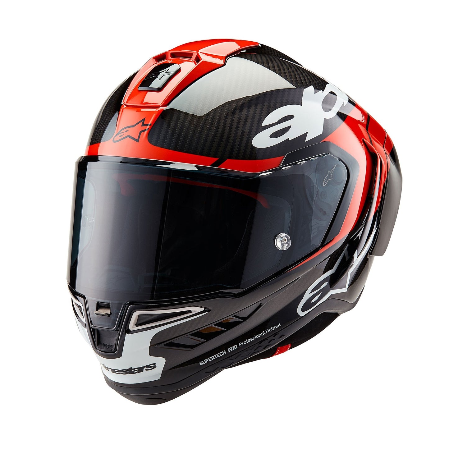 Alpinestars Supertech R10 Element ECE 2206 FIM Helmet - Black Carbon / Bright Red / Gloss White
