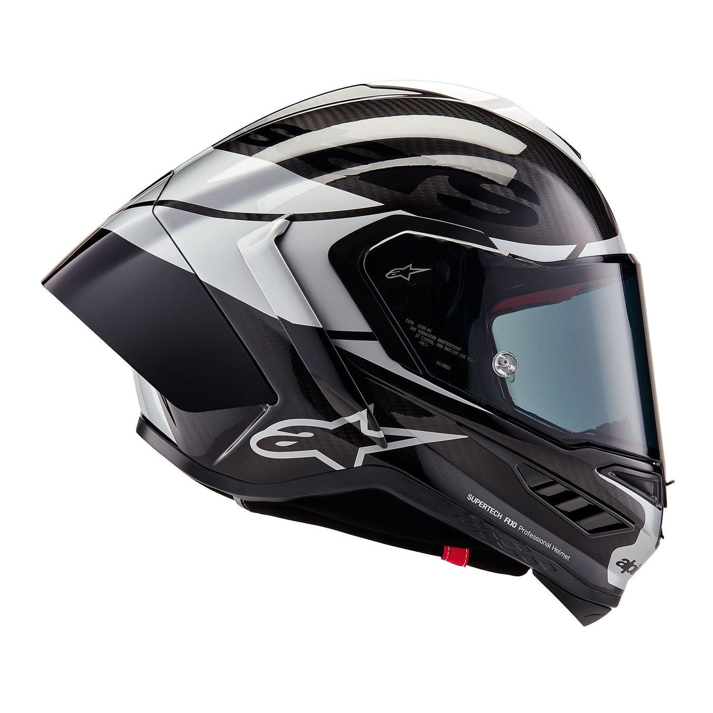 Alpinestars Supertech R10 Element ECE 2206 FIM Helmet - Black Carbon / Silver / Black Gloss