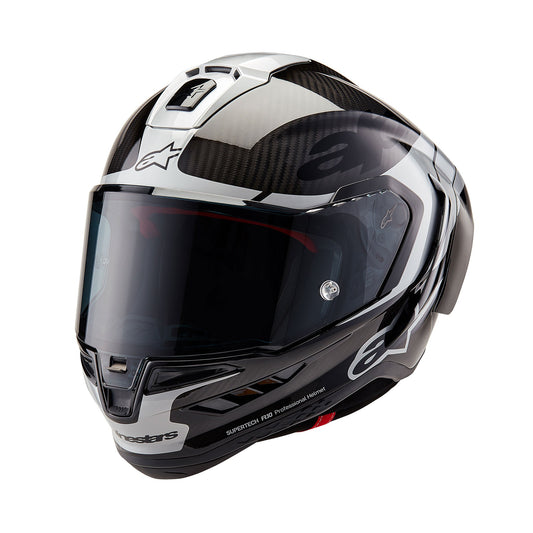 Alpinestars Supertech R10 Element ECE 2206 FIM Helmet - Black Carbon / Silver / Black Gloss