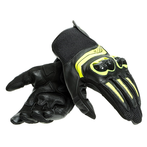 Dainese Mig 3 Leather Short Gloves 620 - Black / Fluo Yellow