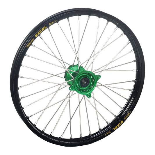 Haan Complete Wheel Front 21 x 1.60 KXF250 / 450 - Black Rim / Green Hub