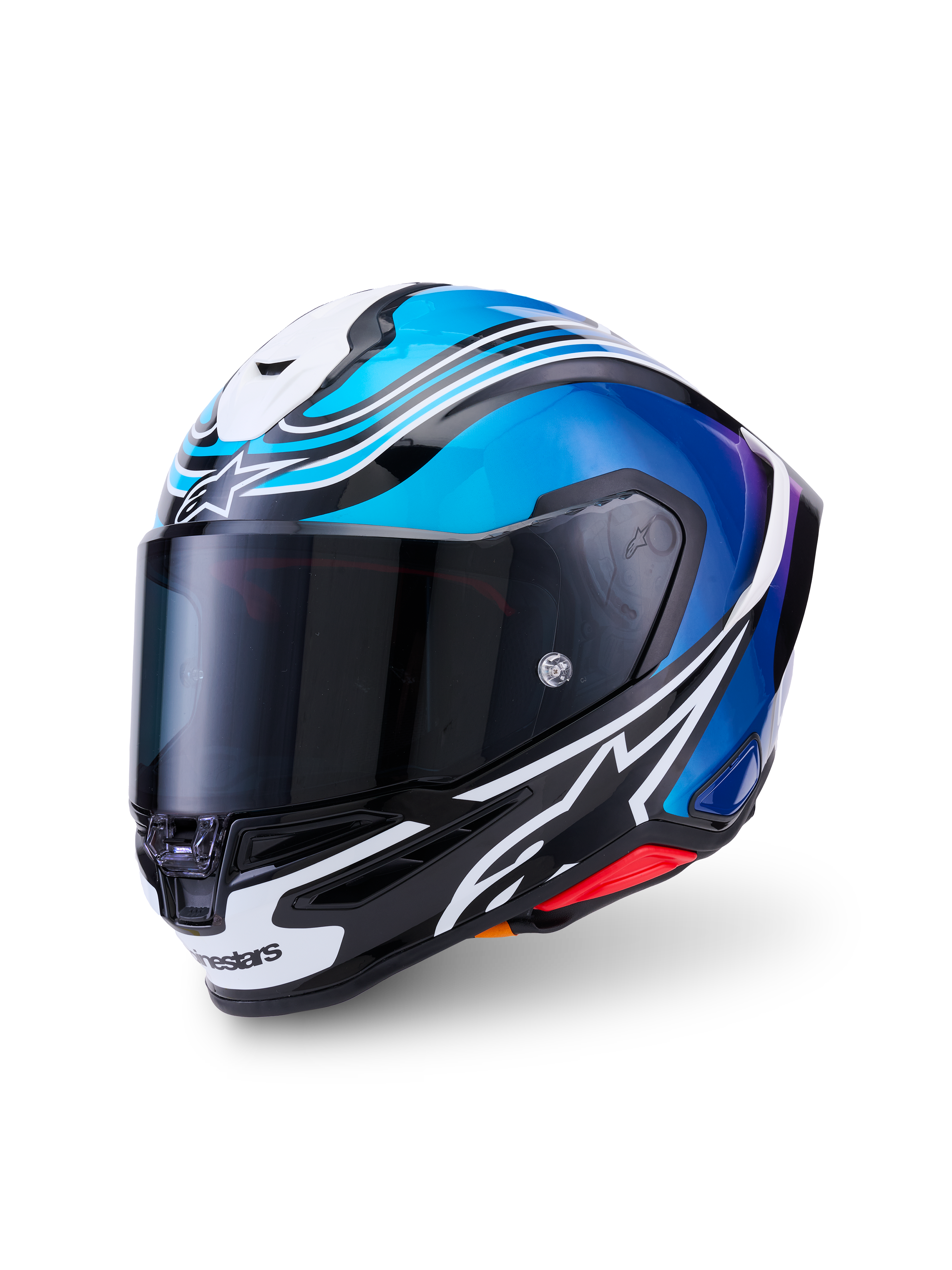 Alpinestars SR7 Zeal Helmet - Black Blue Pink Fluo White Glossy