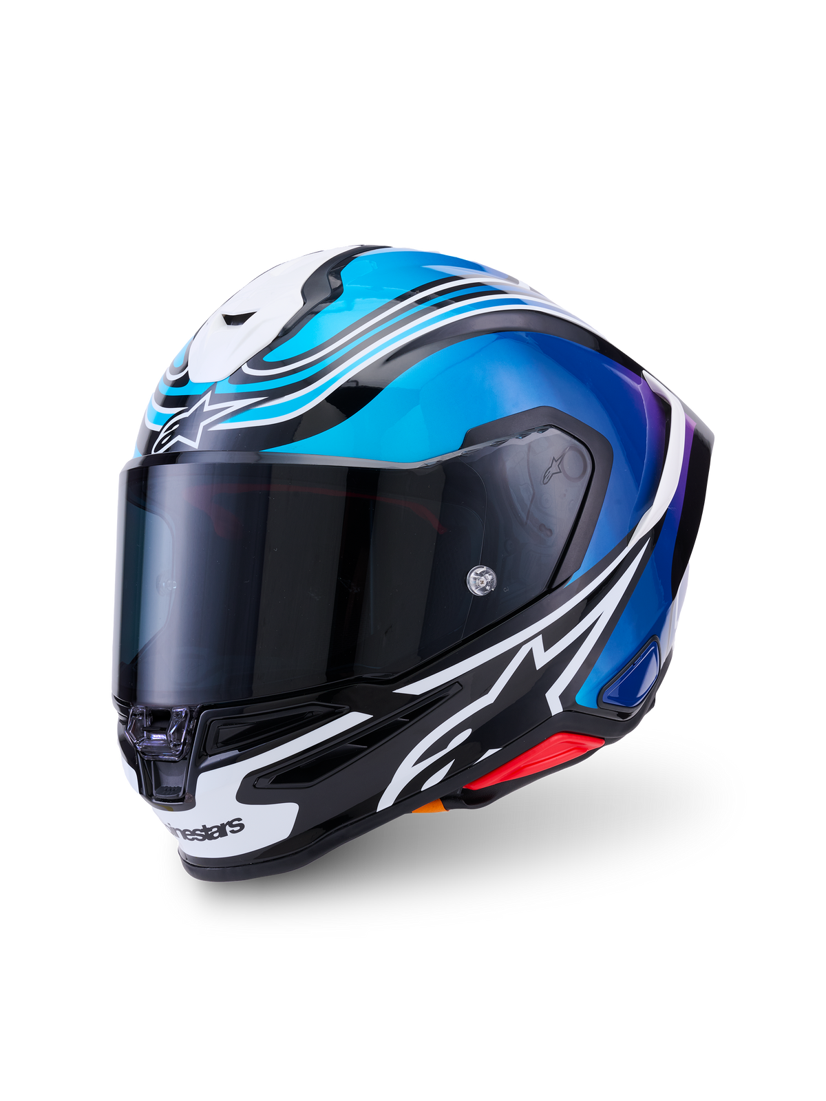 Alpinestars SR7 Zeal Helmet - Black Blue Pink Fluo White Glossy