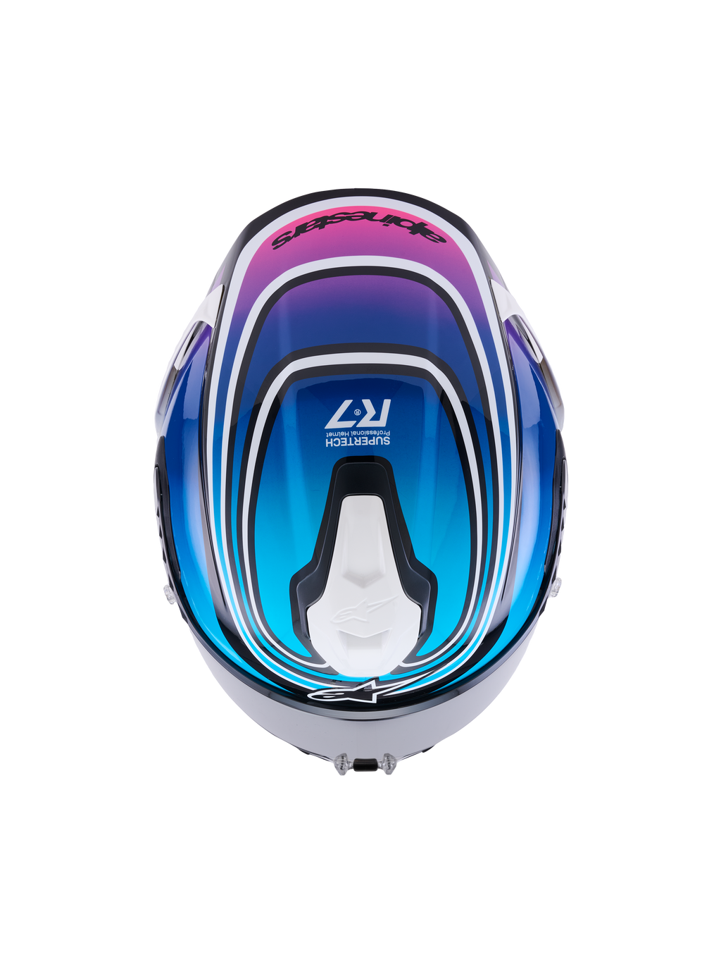 Alpinestars S R7 Kinetis Helmet - Black / Blue / Pink Fluo White / Glossy