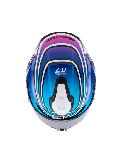 Alpinestars S R7 Kinetis Helmet - Black / Blue / Pink Fluo White / Glossy