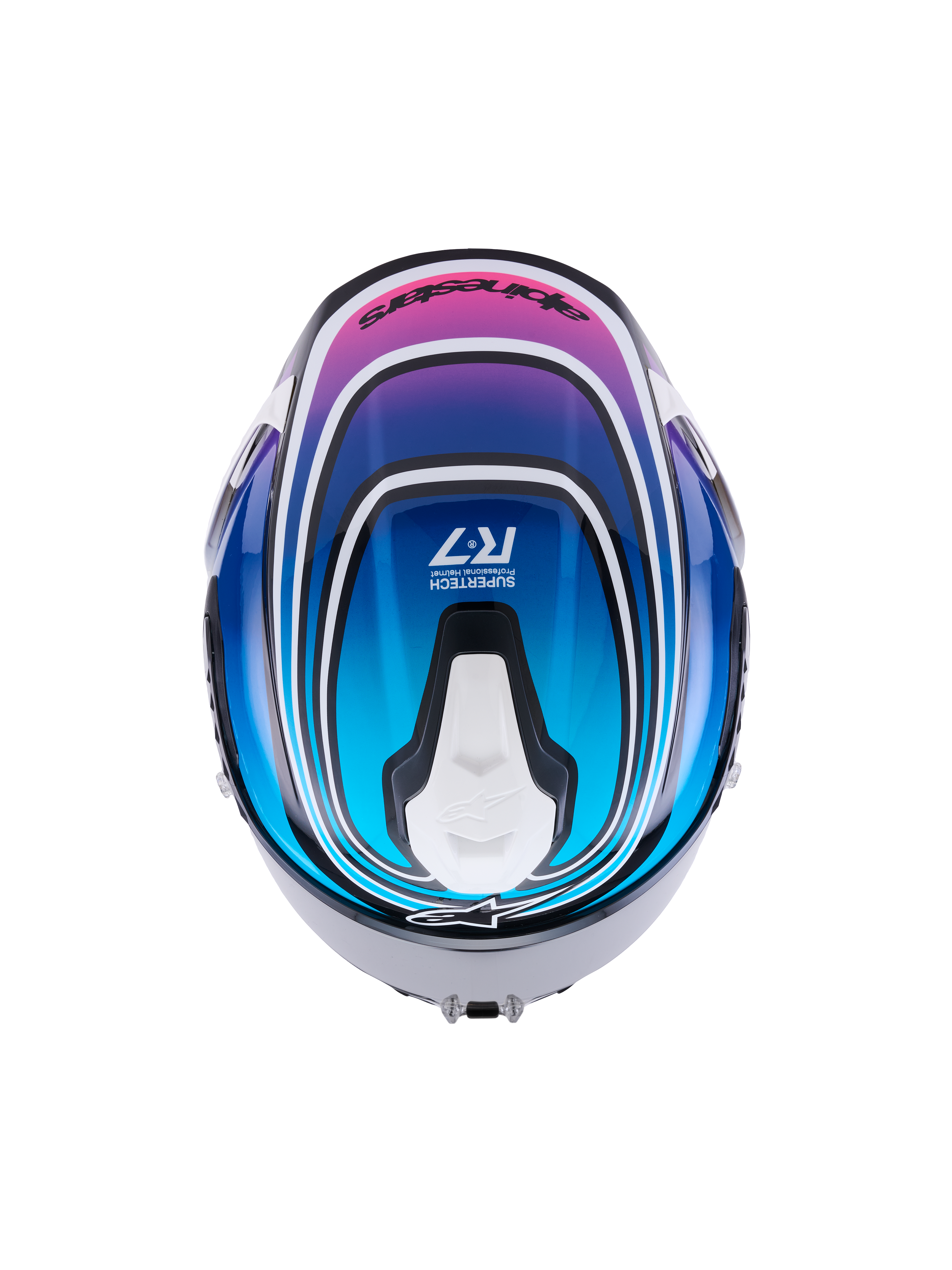 Alpinestars S R7 Zeal Helmet - Black / Blue / Pink Fluo White / Glossy